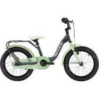 S'Cool Vélo enfant 16 pouces, 1 vitesse, vélo enfant, S’COOL niXe, à partir de 4-6 ans environ, 100-115 cm, gris foncé/vert clair