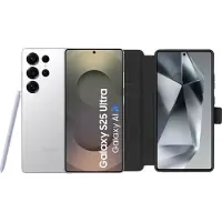 Samsung Galaxy S25 Ultra 256 Go Blanc 5G + BlueBuilt Book Case Noir