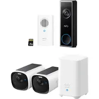 Eufy Caméra Extérieure Intelligente cam E40 Avec Hb2 + Sonnette C31 Carte Sd Et Carillon Blanc