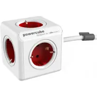 DesignNest PowerCube Extended 3 m, multiprise 5 prises, 230 V avec prise Schuko, rouge