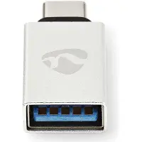 Nedis USB-C Adapter - USB 3.2 Gen 1 - USB-C mâle - USB-A femelle - 5 Gbps - rond - nickelé - argent - emballage avec fenêtre transparente