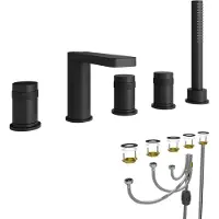 Blaufoss Sonic robinet baignoire sur gorge 5 trous avec douchette noir mat