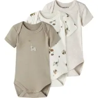 Name it Barboteuse / body beige foncé / beige chiné / marron / blanc