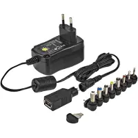 Allteq Adaptateur AC/DC universel 3–12 V – 300 mA – Fiches interchangea