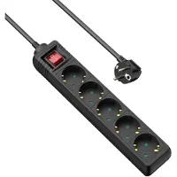 Allteq Multiprise - 5 prises - interrupteur -