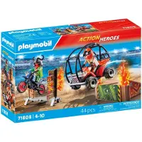 Playmobil 71808 Duo de cascadeurs avec quad et moto