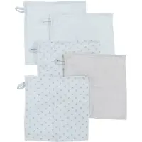 Roba Lot De 5 Gants De Toilette Bébé "Lil Planet" 25 X 25 Cm - Coton Bio - Bleu Clair