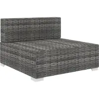 vidaXL Canapé modulaire partie centrale 1 pc + coussins poly rotin gris