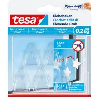 TESA Crochet adhésif pour les surfaces transparentes et le verre 0,2 kg, 5 pièces