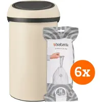 Brabantia Touch Bin 60 Litres Soft Beige + Sacs Poubelle (120 pièces)