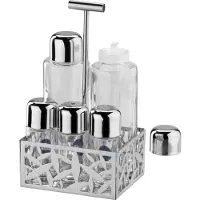 Alessi MSA16 CACTUS SERVICE HUILE, VINAIGRE, SEL, POIVRE ET ÉPICES EN ACIER INOXYDABLE 18/10 BRILLANT ET VERRE