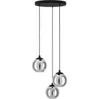 Eglo Ariscani Lustre Moderne 3 Lumières Acier Noir Pendentifs