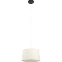 Eglo Lampe à suspendre Febres, lampe suspendue au-dessus de la table à manger, lampe de salle à manger en tissu bouclé, métal noir et textile blanc, douille E27, Ø 35 cm