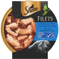 Sheba Filets au poulet et thon en sauce pâtée pour chat (barquettes 60 g)