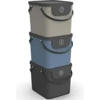 Rotho Lot de 3 systèmes de recyclage, Poubelle, Multicolore