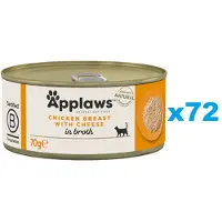 Applaws Cat Tin Adult - Blanc de poulet et fromage en bouillon - 72x70 g