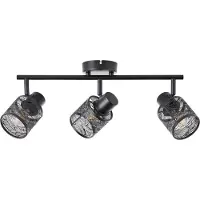 Brilliant Plafonnier noir BANO | 3 spots de plafond avec abat-jour à motifs floraux | 3x E14 max. 40W | Métal