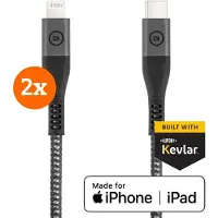 BlueBuilt Câble USB-C vers Lightning 1,5 m Kevlar Noir Lot de 2