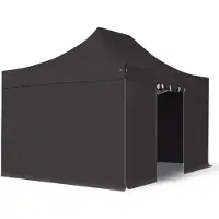 TOOLPORT 3x4,5 m Tonnelle pliante Alu, PES 800, côtés sans fenêtre, noir