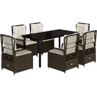 vidaXL Ensemble de jardin 7 pièces avec coussins Marron Poly rotin