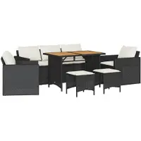 vidaXL Ensemble de salon de jardin 6 pièces avec coussins noir poly rotin