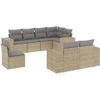 vidaXL Ensemble de jardin canapé 8 pièces avec coussins Beige Poly Rattan