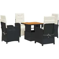 vidaXL Ensemble de jardin 5 pièces avec coussins Noir Poly Rattan