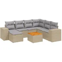 vidaXL Ensemble de jardin canapé 8 pièces avec coussins Beige Poly Rattan