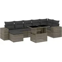 vidaXL Ensemble de jardin canapé 8 pièces avec coussins Gris Poly rotin