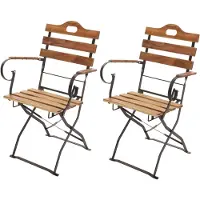 Mendler 2x Chaise De Jardin À Bière Hwc-J40, Chaise De Jardin, Qualité Gastro Acacia Certifié Mvg Couleur Naturelle