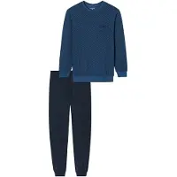 Schiesser Pyjama long 'Comfort Essentials' bleu / gentiane