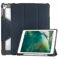 Accezz Coque tablette Rugged Trifold pour Apple iPad 6 (2018) 9.7 pouces / iPad 5 (2017) 9.7 pouces / Air 2 (2014)/Air 1 (2013) - Bleu foncé