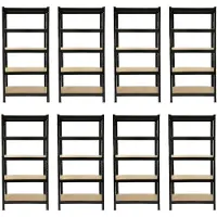 MonsterShop Monster Racking 8 Rayonnages T-Rax en Acier Sans Boulons Noirs 75cm x 30cm x 150cm