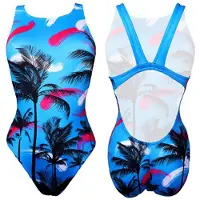 Turbo Blue Palm Swimsuit Bleu S Femme