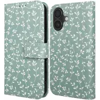 IMoshion Étui de télephone portefeuille Design pour Apple iPhone 17 - Smoke Green Flowers