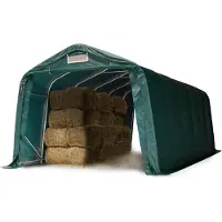 TOOLPORT Abri foin robuste 3,3x7,2 m étanche bâche PVC 800N, vert