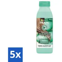Garnier - Fructis Hair Food Aloe Vera - Shampooing - Cheveux normaux à secs - 350 ml - Pack avantage - 5 pièces