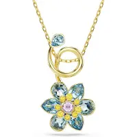 Swarovski Pendentif Idyllia, Tailles Variées, Fleur, Bleu, Placage De Ton Or