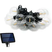 Forever Guirlande solaire 5,5m + 10 ampoules LED filament clair E12 G40 IP44 (5.50 m)