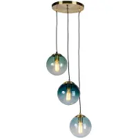 QAZQA Suspension intelligente en laiton avec 3 WiFi ST64 avec verre bleu - Pallon