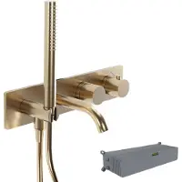 Blaufoss Round robinet baignoire thermostatique encastré avec douchette Brushed Champagne Gold incl élément intégré