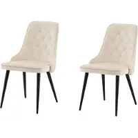 Ebuy24 VelvetDeluxe Chaise de salle à manger en velours, Beige, noir.