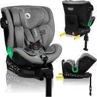 Lionelo Siège enfant Harmony i-Size, base EasyTurn 360°, ISOFIX et pied de support, BuckleAlarm, Side Impact Guard, appui-tête et dossier réglables - Gris