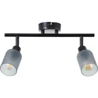 Brilliant Spot de plafond noir intemporel Loralie | noir/verre fumé | métal/verre | à 2 volets | têtes pivotantes | intensité lumineuse variable avec ampoule adaptée | 2x E14 max. 40 watts