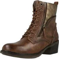 Mustang Bottines à lacets cognac / or