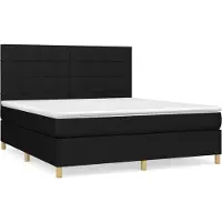 vidaXL Lit boxspring avec matelas noir 180x200 cm Tissu