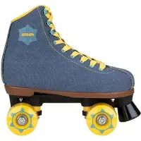 Nijdam Retro Rolschaatsen - Denim Rebel - Denimblauw/Geel - 40 (40), Bleu, Jaune