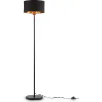 B.K.Licht B.K. Licht lampadaire tissu noir doré douille E27 pour une ampoule abat-jour en tissu 30 cm câble 140 cm avec interrupteur à pied livré sans ampoule