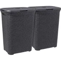 Curver Style Panier à linge avec couvercle - 60L - 2 pièces - Anthracite