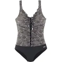 LASCANA Maillot de bain modelant 'Powder' brocart / noir / blanc